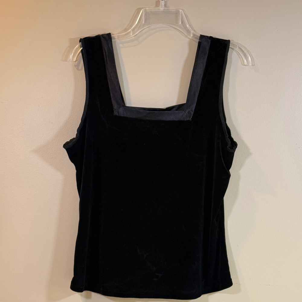 VTG Cinema Etoile Velvet Tank Top Women L Black Whimsygoth Satin Dark Romantic